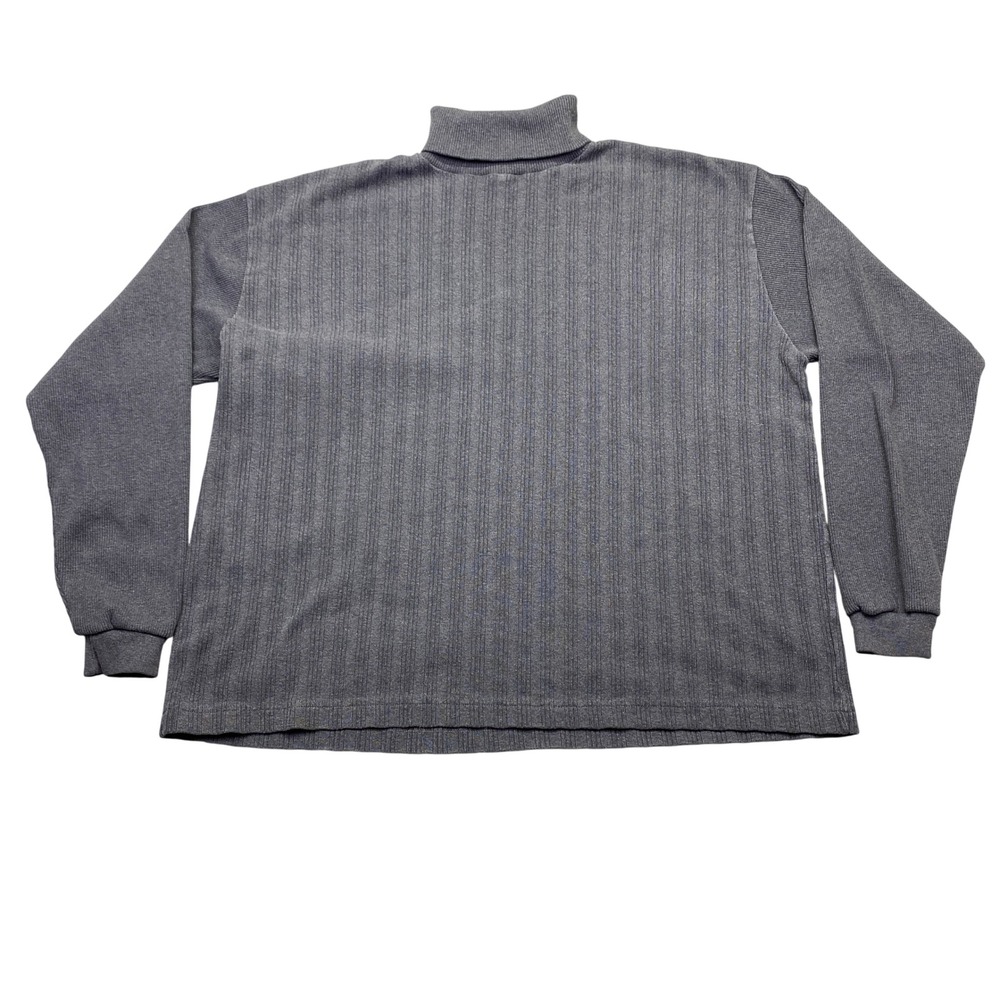 VTG Lands End Women XL Gray Ribbed Turtleneck Long Sleeve 100% Cotton Top USA